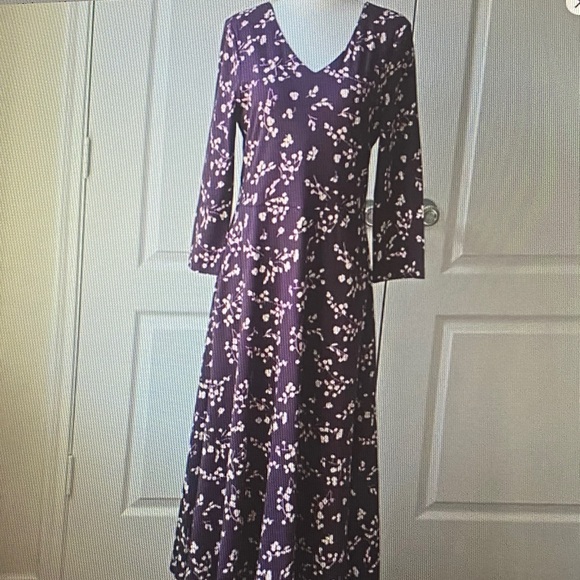 NWT Pact Organic Sustainable Cotton Fit & Flare Floral Midi Dress Sz M - Picture 1 of 1